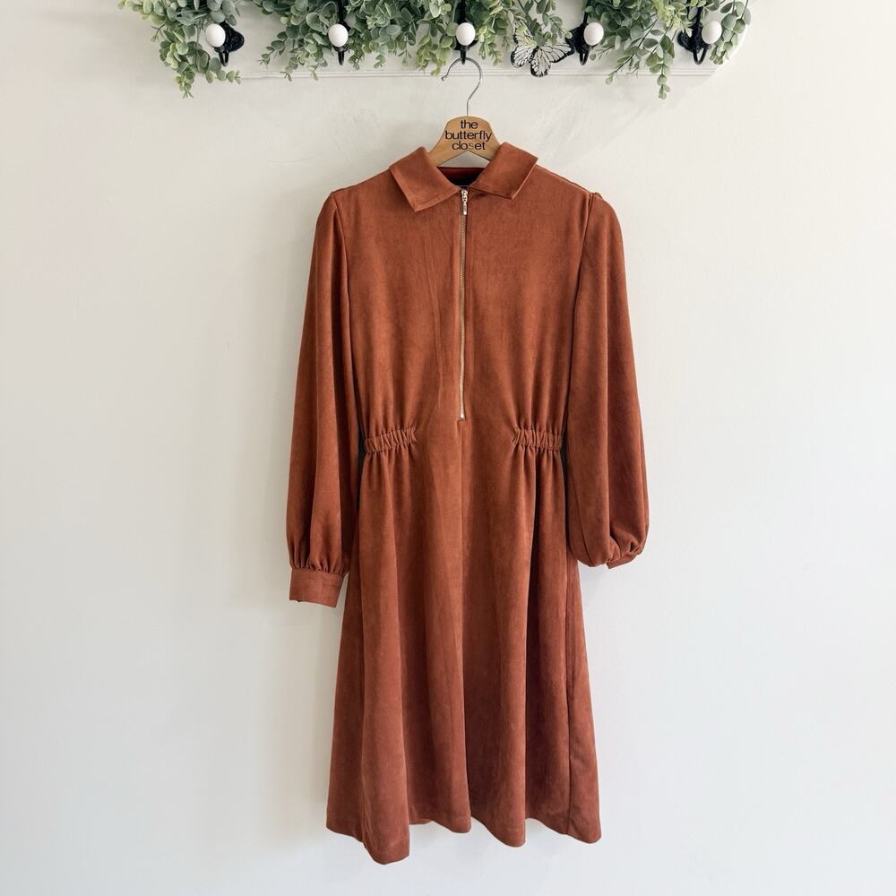 Alexia Admor Terracotta Zip Up Long Sleeve Dress Size 2 YY4832 boho